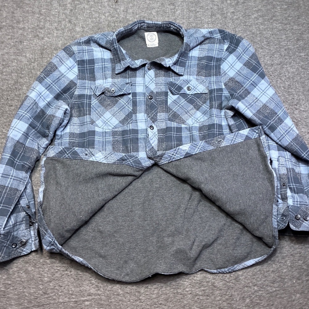 Voyager Flannel Shirt Jacket Mens XL Blue Plaid Waffle Lined Heavyweight Thermal